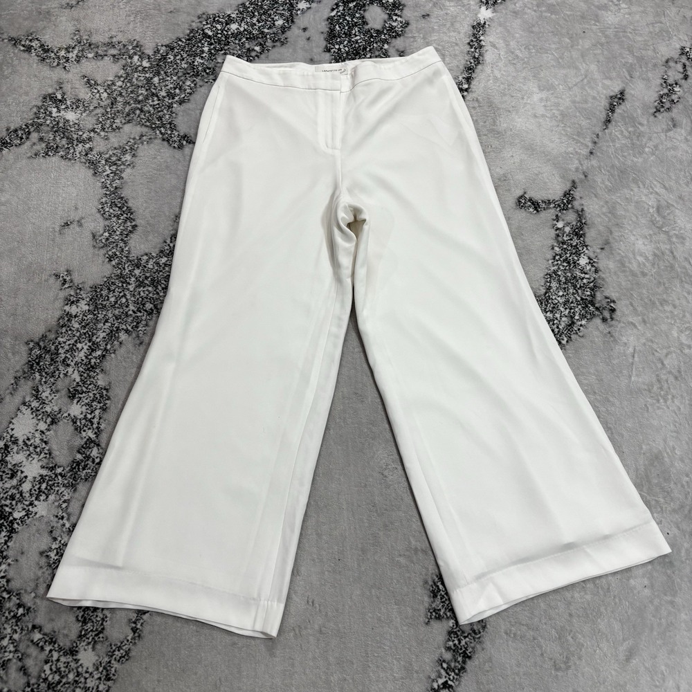Lafayette 148 New York Dalton Women's Size 10 White Wide Leg Cropped Pants
